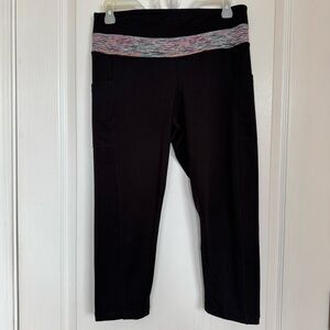 Black Leggings with Multicolor Waistband